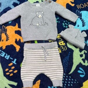 Adorable Gray Bear Sweater Set